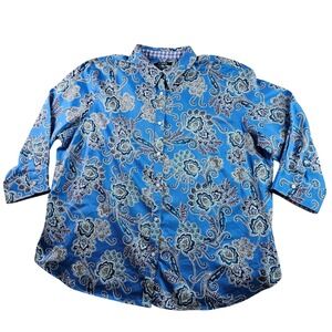 Chaps Paisley Print Shirt Blue Cotton Casual Button Down Long Sleeve Shirt